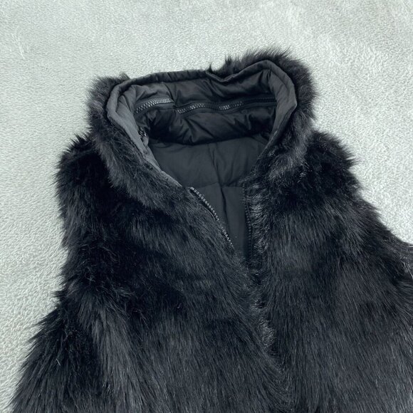 Moda international Puffer Vest Fax Fur Hood Reversible Womens Outerwear M C223 - Picture 5 of 8